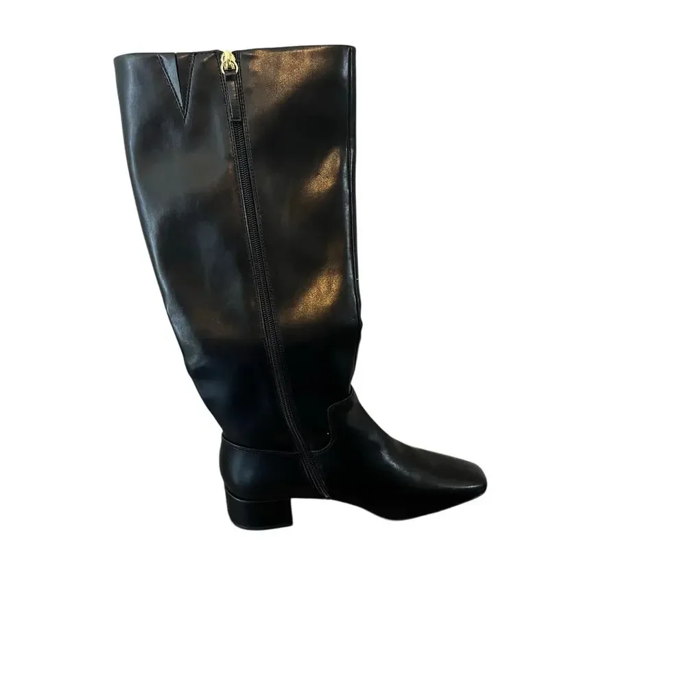 J. Crew Square-toe tall leather boots in True Black Size 8.5